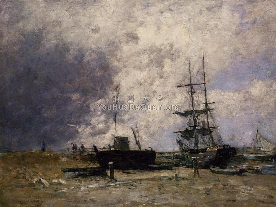 The Trouville Coastline, Low tide - 尤金·布丹